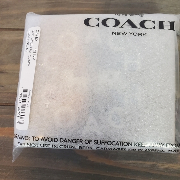 𝅺coach 3 In 1 Wallet In Signature Canvas With Coach Radial Rainbow NWT - Picture 4 of 7